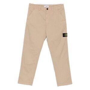 STONE ISLAND Compass Badge Straight Leg Trousers Men Beige Pants